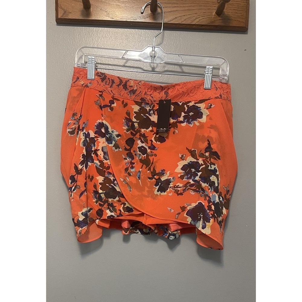 Miss Me Skirt With Shorts Women's Size Large Orange Floral NWT